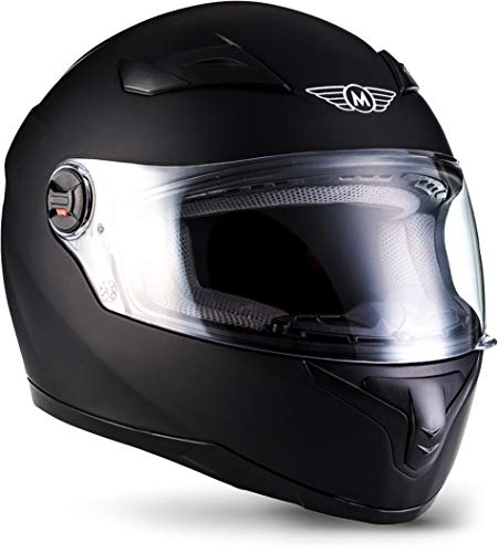 MOTO X86 Casco Integrale Motocicleta, ECE certificado, Visera incluyendo Bolsa de Casco, S (55-56cm), Mate Negro