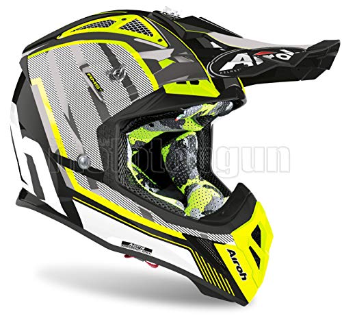 MOTOTOPGUN Airoh AV23GL31 - Casco integral para motocicleta, color cromo y amarillo XL.