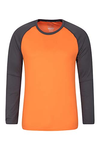 Mountain Warehouse Camiseta Endurance para Hombre - De Manga Larga, Secado rápido, Transpirable y con protección UPF 30 - para Primavera, excursiones, Viajes y acampadas Naranja L