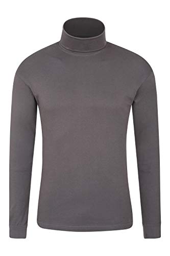 Mountain Warehouse Camiseta térmica Interior Meribel para Hombre - 100% algodón Peinado, Cuello Vuelto, Transpirable, Secado rápido y Mangas Ajustadas, fácil Cuidado, Invierno Gris Oscuro S