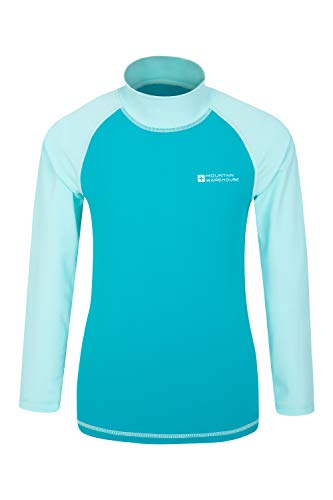 Mountain Warehouse Camiseta térmica para niños - Camiseta térmica con protección UV, Camiseta térmica de Manga Larga para niños, Costuras Planas Verde Agua 5-6 Años