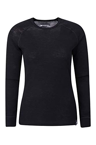 Mountain Warehouse Top térmico Interior de Lana Merina para Mujer - Camiseta Ligera para Mujer, Transpirable, Antibacteriana Negro 42