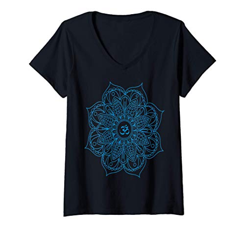 Mujer OM Símbolo casado yoga meditación mandala espiritual Camiseta Cuello V