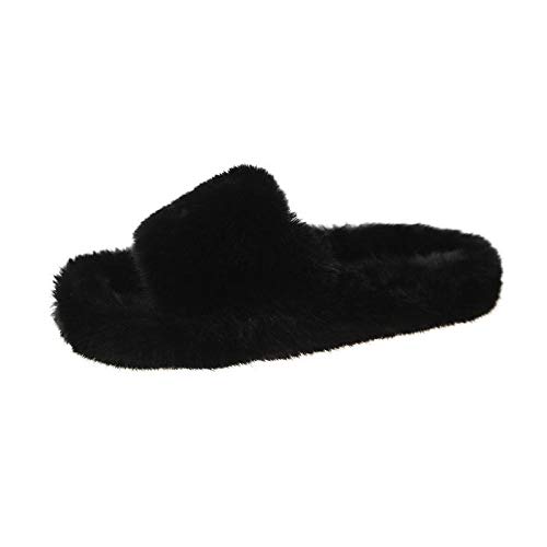 N / A Chanclas Reef para Hombre, Pantuflas de Piel de Fondo Grueso, Pantuflas para Mujer para otoño e Invierno-Black_36