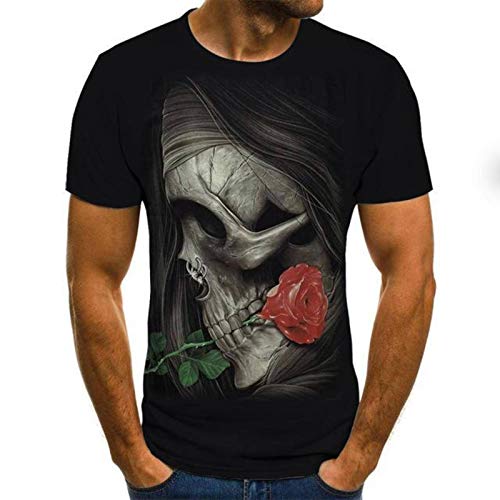 N-B Ropa de Hombre Camiseta de Manga Corta con Estampado de Calavera de Verano para Hombre Camiseta Estampada 3 D Casual Camisetas Divertidas y Transpirables