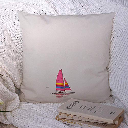 N\A Fundas de Almohada Decorativas para sofá Cama Sofá Azul Hermoso Catamarán de Vela Barco Recreación del océano Parques de Verano Deportes de Playa Belleza Colorida Funda de cojín Suave