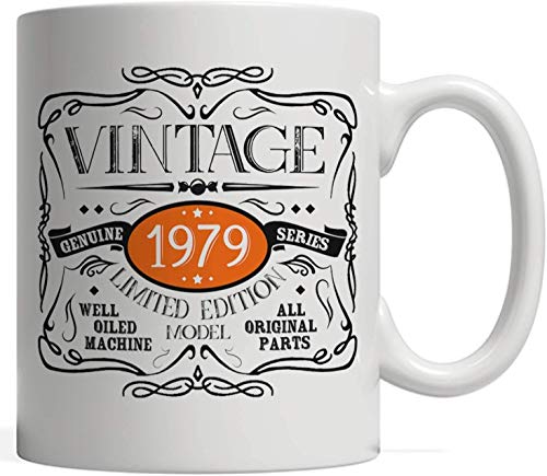 N\A Vintage Funny Born in 1979 Mug Idea de Regalo de 40 cumpleaños, Todas Las Piezas Originales Mordaza - Día de Aniversario de Cuarenta años, edición Limitada, para Hombres y Mujeres '.