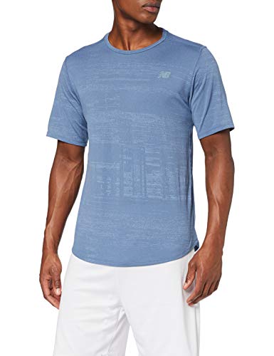 New Balance Camiseta para Hombre Q Speed Breathe SS, Chambray, Talla pequeña