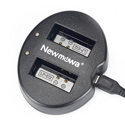 Newmowa USB Cargador Doble para Canon LP-E12 Canon EOS M M2 M10 M50 M100 M200 EOS 100D EOS Rebel SL1 EOS Kiss X7 PowerShot SX70 HS