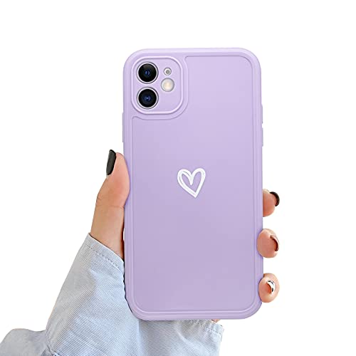 Newseego Funda Compatible con iPhone 11, Carcasa Protectora Antigolpes con Parachoques de TPU Suave para iPhone 11 Delgada Funda Love Heart Anti-Choques Case de Telefono para iPhone 11(6,1”)-Púrpura