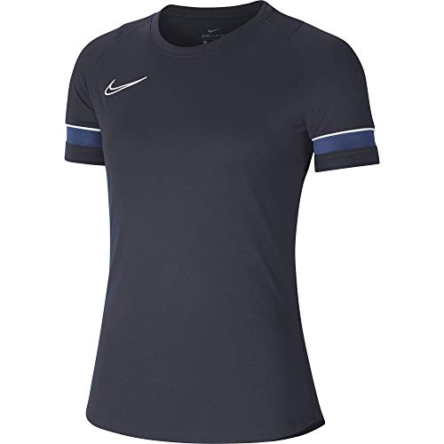 NIKE Camiseta de Entrenamiento para Mujer Academy 21, Mujer, Camiseta, CV2627-453, Negro/Blanco/Azul Real/Blanco, Medium