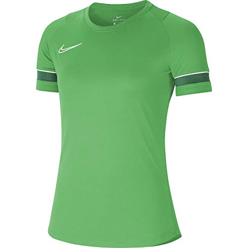 NIKE Camiseta de Entrenamiento para Mujer Academy 21, Mujer, CV2627-362, Verde Brillante, Blanco, Verde Pino, Blanco, Extra-Small