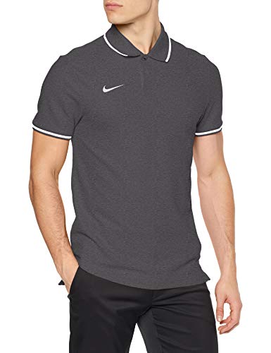 NIKE Club19 Camiseta de Manga Corta, Hombre, Charcoal Heathr/White, M