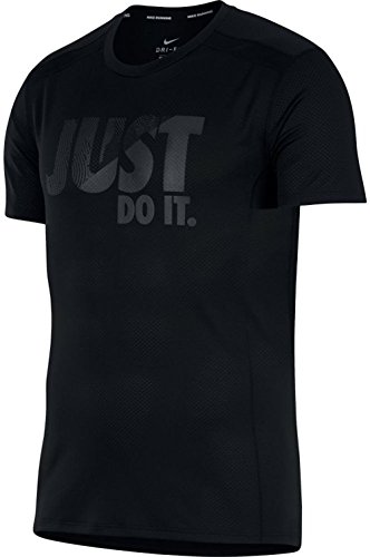 NIKE – M Dry Cool Miler SS Gx, Camiseta de Manga Corta sin género, AH2257-010, Negro, Gris, L