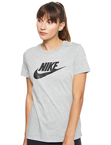 NIKE W NSW tee ESSNTL Icon Futura Camiseta de Manga Corta, Mujer, Gris (dk Grey Heather/Black), XS