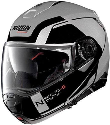 Nolan N100-5 Consistency N-Com Flat Silver - Casco integral (talla XL), color plateado