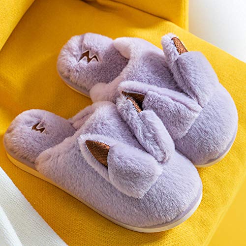 N/W Botas de Deslizamiento para Hombre, Pantuflas de algodón navideñas para Damas, Pantuflas de algodón cálidas y Antideslizantes para Parejas-Purple_44-45 Adecuado para 43-44