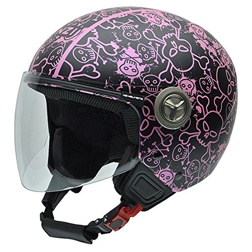 NZI 050266G695 Helix IV Pink Picaroon Casco de Moto, Fondo Rosa y Calaveras Negras, Talla 57 (M)