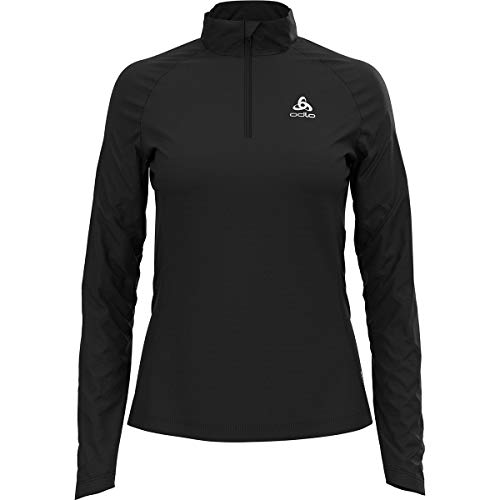 Odlo Jersey para Mujer de Capa Intermedia Ceramiwarm Element, Mujer, Suéter pulóver, 313241, Negro, Extra-Large