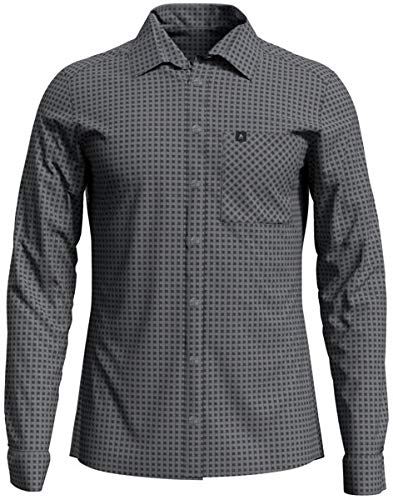 Odlo Nikko Check Camisa de Manga Larga para Hombre, Gris Grafito-Olo Determinte Grey-Cuadros, Medium