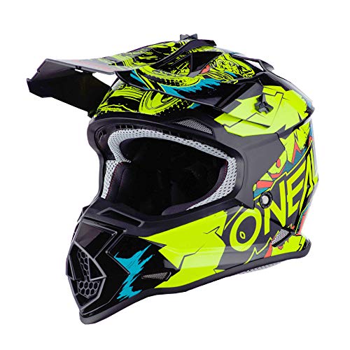 O'Neal | Casco de Motocross | MX Enduro | ABS Shell, Estándar de Seguridad ECE 2205, Óptima ventilación y refrigeración | Casco 2SRS Villian Youth | Niños | Amarillo Neón | Talla S