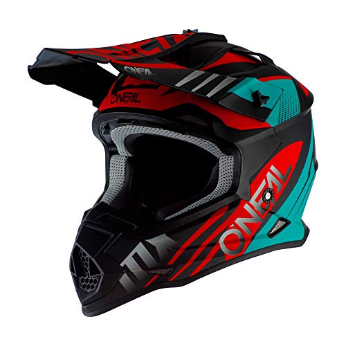 O'NEAL | Casco de Motocross | MX Enduro | Estándar de Seguridad ECE 22.05, Ventilación para una óptima ventilación y refrigeración | Casco 2SRS Spyde 2.0 | Adultos | Negro Rojo Rojo | Talla M