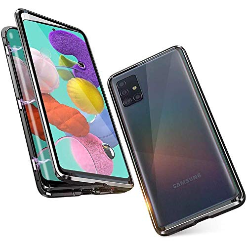 OnlyCase Funda para Samsung Galaxy S20 Plus, 360 Grados Delantera y Trasera de Transparente Vidrio Templado Case Cover, Fuerte Tecnología de Adsorción Magnética Metal Bumper Cubierta - Negro