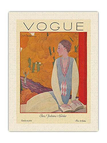 Pacifica Island Art Fashion Magazine – Octubre de 1925 – Paris Fashions – Vintage Magazine Cover by Georges Lepape c.1925 – Tela de lona orgánica RAW 61 x 81 cm