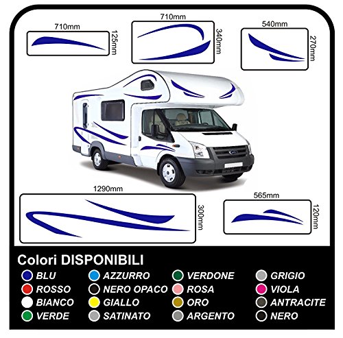 Pegatinas para Camper gráficos vinilo pegatinas calcomanías conjunto camper van RV caravana Caravan x 16 pegatinas kit completo con pegatinas para autocaravanas de alta calidad-gráficos 17 (ANTRACITA)