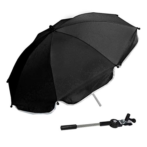 perfeclan Sombrilla de Carrito de Bebé - Parasol Flexible con Soporte para Sillas de Paseo/Protección UV50+ - Negro