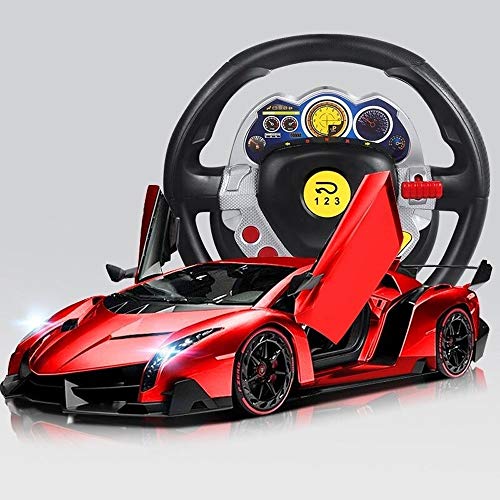 PETRLOY Radiocontrol Coche deportivo con luces LED Drift RC Escala 1/16 Escala RTR Modelo deportivo estupendo con puertas abiertas Carga de alta velocidad Deporte eléctrico Racing Rojo para mayores de