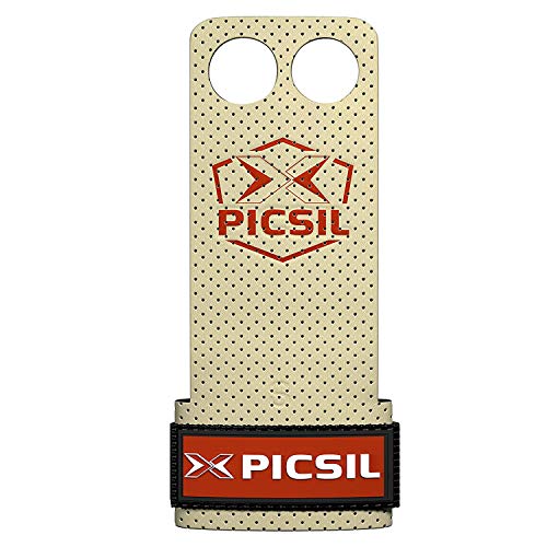 PICSIL Calleras Azor para Cross Training, Grips 2 Agujeros, Guantillas Sintéticas para Gimnasia, Levantamiento de Pesas, Muscleups, Pull Ups, Prevención de Ampollas y Desgarros, Unisex, Blanco, L