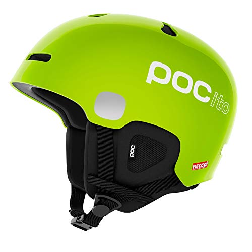 POC POCito Auric Cut SPIN Casco Nieve, Unisex niños, Amarillo (Fluorescent Yellow) / Verde, XS-S 51-54