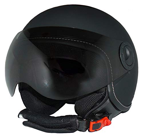 Protectwear Casco de Moto con Visera Integrada, Negro, Talla XL