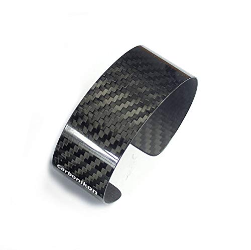 Pulsera para mujer de fibra de carbono ultra brillante modelo -"Wide" - Ancho 2,5 cm - Adecuado para muñecas de 14 a 16,5 cm