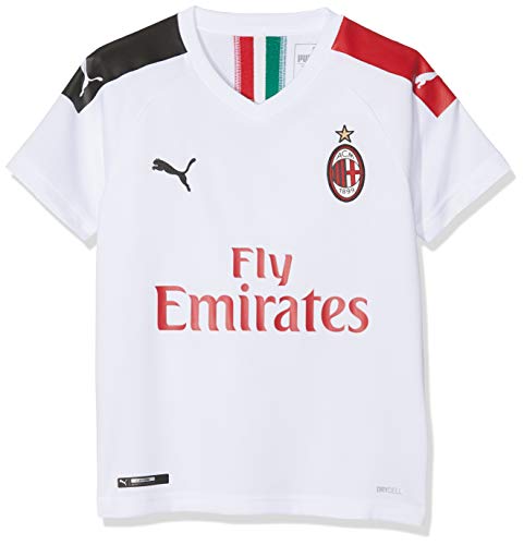 Puma AC Milan Temporada 2020/21-AWAY Shirt Replica SS Kids with Sponsor Logo Camiseta Segunda Equipación, Niño, White-Tango Red, 176