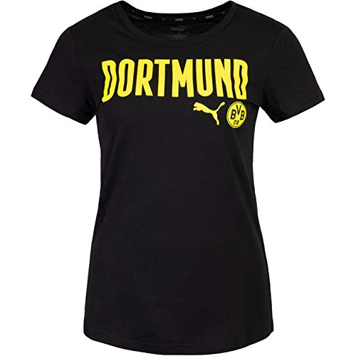 Puma Borussia Dortmund ftblCore Wording - Camiseta para mujer (talla XS), color negro y amarillo
