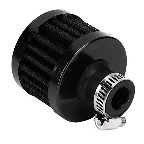 Qiilu Filtro de aire del coche de 20 mm/0,8 pulgadas, accesorio de ventilación del cárter del cigüeñal de ventilación del mini filtro de entrada de aire del coche universal(Negro)