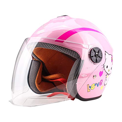 QOUP Niños Luz del Casco Casco de la Vespa Equipo de Protección del Patinaje sobre Ruedas Vespa Ciclo de la Bici del Casco de tamaño Ajustable, para 4-9 años de Edad Chicos y Chicas,Rosado