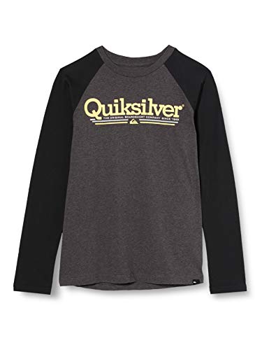 Quiksilver Tropical Lines - Camiseta De Manga Larga para Niños 8-16 Camiseta De Manga Larga, Niños, Charcoal Heather, M/12