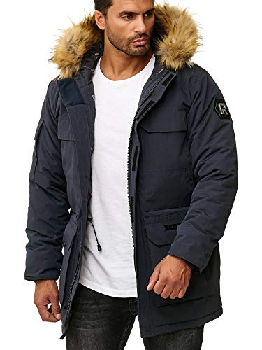 Redbridge Abrigo Invernal para Hombre Capote Chaqueta con Capucha Azul L