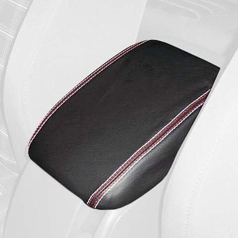 RedlineGoods Cubierta de apoyabrazos Compatible con Volkswagen Golf MK Vi 2009-13 Alcantara Negra Costura Azul