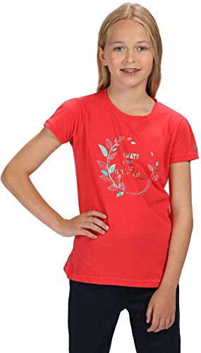 Regatta Bosley II Coolweave Cotton Graphic Print Camiseta, Infantil, Coral, 9-10