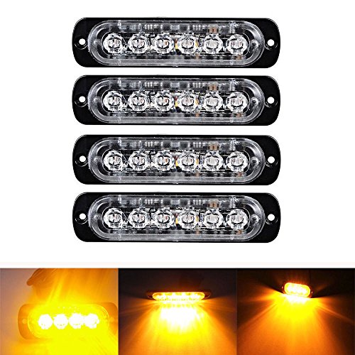 Ricoy - Barra ultrafina de luz de emergencia con 6 LED amarillas. 12 - 24 V. Para coche, barco, remolque, caravana