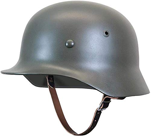 RLRL Reproducción de Casco de Acero M35 del ejército alemán de la Segunda Guerra Mundial con Forro de Cuero y Correa para la Barbilla ()