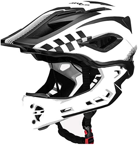 ROCKBROS Casco Integral para Ciclismo BMX Infantil Desmontable Ajustable Protección con 12 Agujeros Anti-Golpes Tamaño 48-58 cm para Niños y Niñas (Blanco-S)