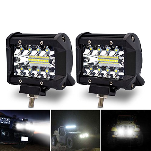 Safego 2x 60W LED Luz de Trabajo Lámpara Bar luces de Antiniebla Viga de Inundación del Iluminacion Conducción 6500K IP67 1260LM Led Faros Coche Luz Auto Camión Campo Carro Coches ATV SUV