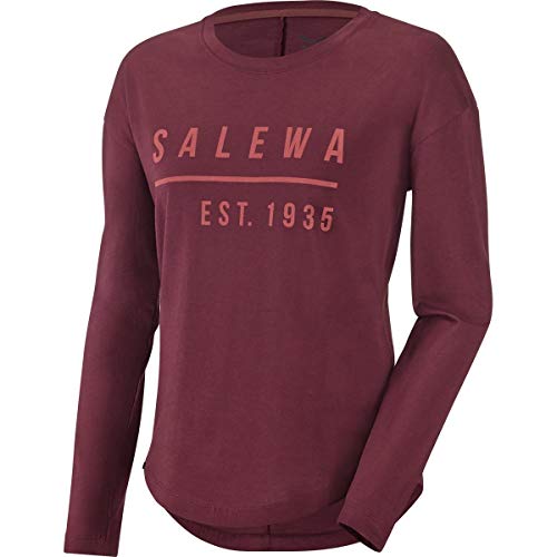 SALEWA Besom Co W L/S tee Camiseta Manga Larga, Mujer, Granate (Tawny Port), 48/42