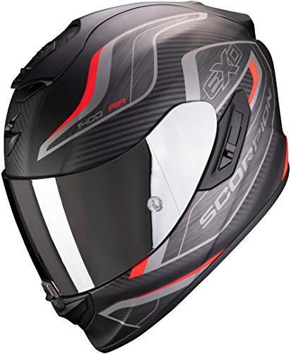 Scorpion Casco de moto EXO-1400 AIR ATTUNE Matt Black-Red, Negro/Rojo, L