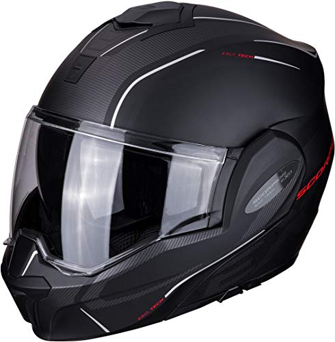 Scorpion Casco de moto EXO-TECH TIME-OFF Matt Black/Red, Negro/Azul/Blanco, XS